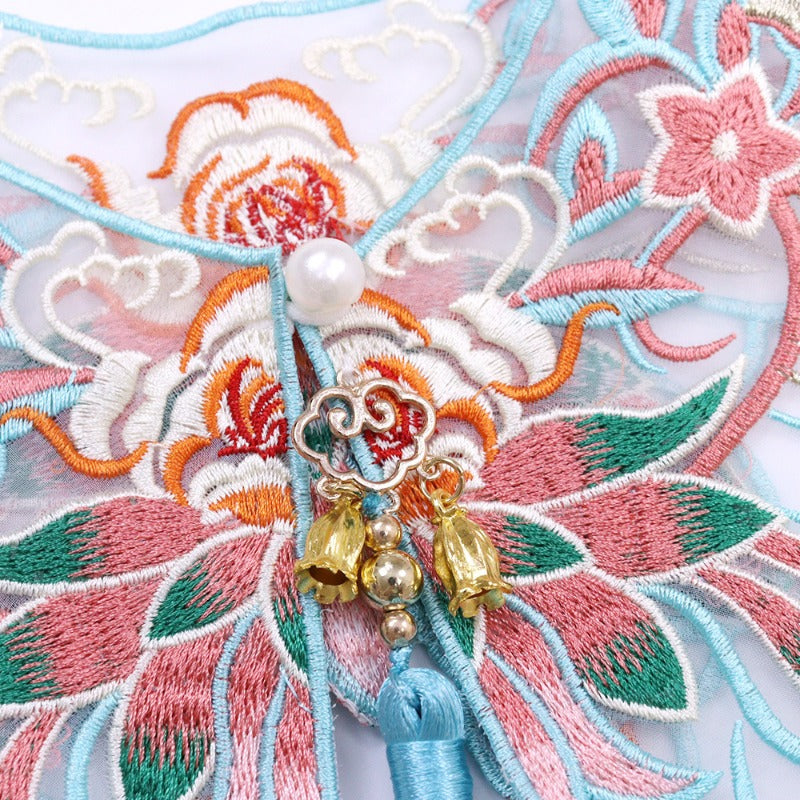 Blue Lotus Embroidered Hanfu Scarf