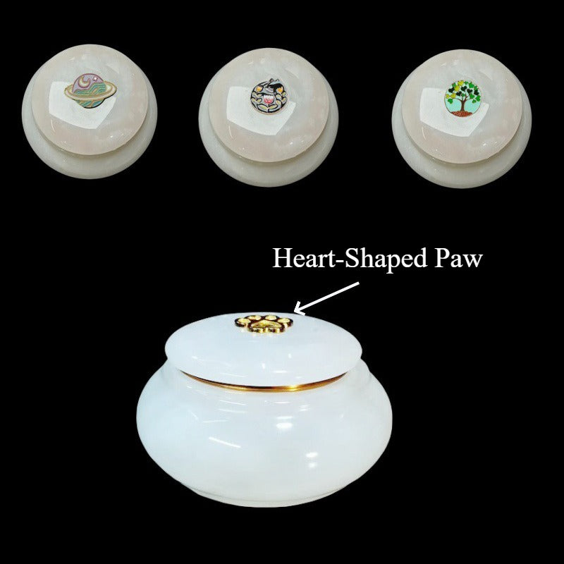 Elegant Natural White Jade Urn
