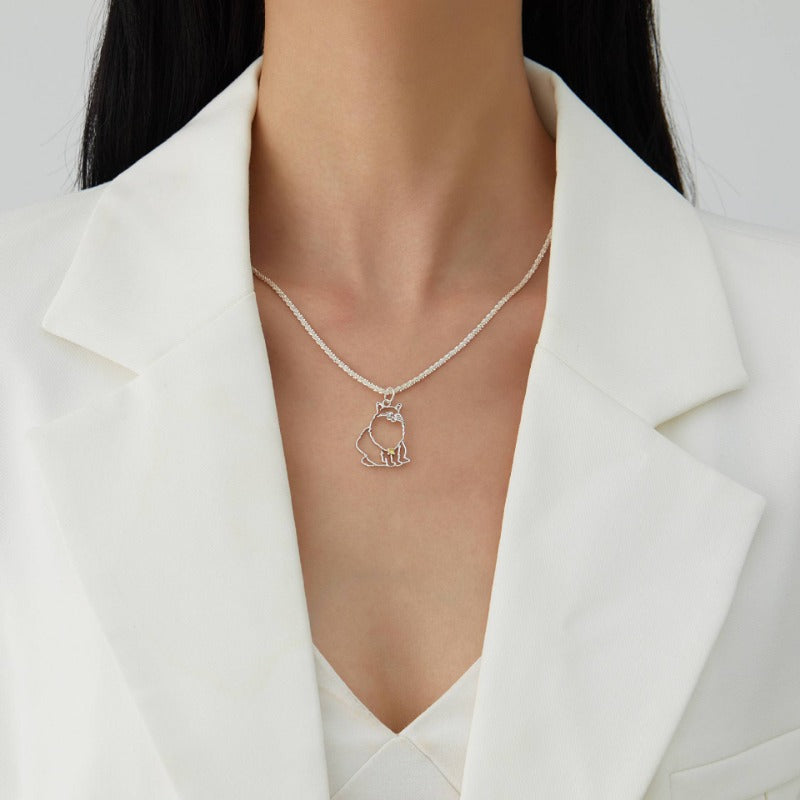 Custom S925 Silver Pet Stick Figure Necklace