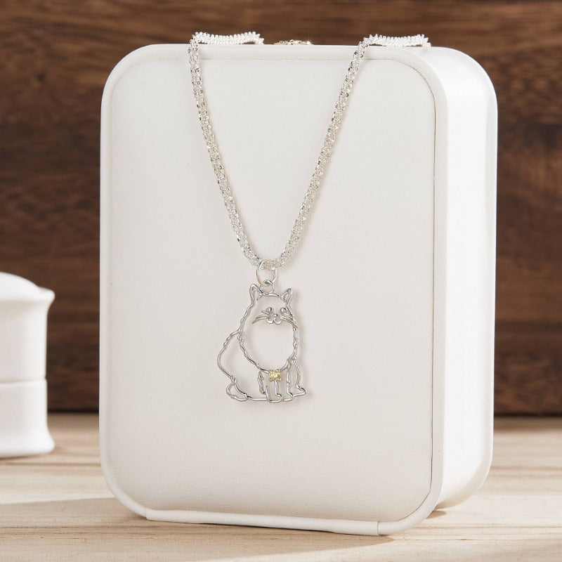 Custom S925 Silver Pet Stick Figure Necklace