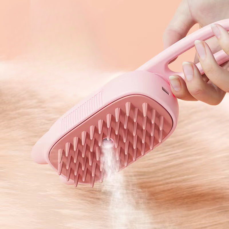 Electric Pet Spray Comb with One-Button Spray Brush