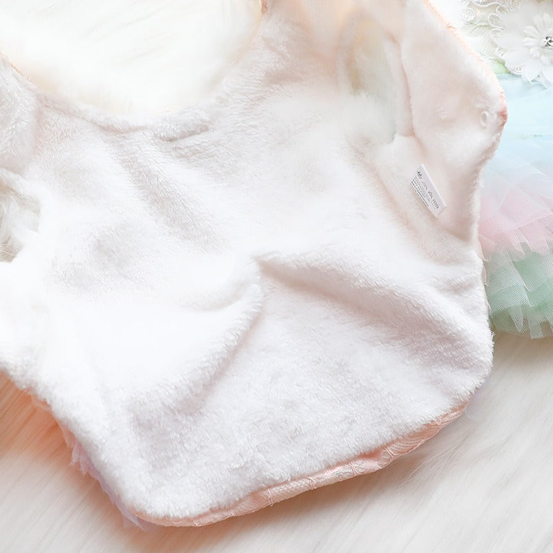 Faux Fur Lace Embroidered Dress