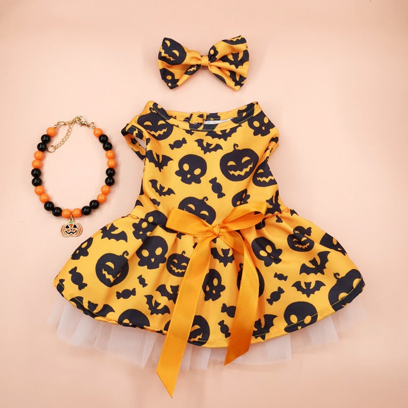 Halloween Pumpkin Pet Gauze Dress