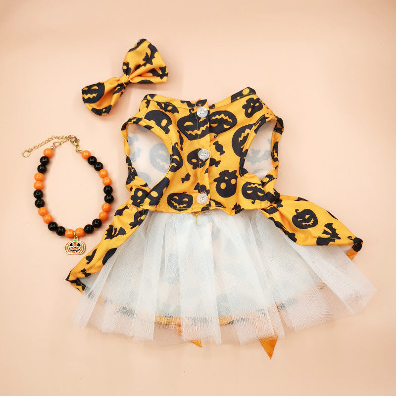 Halloween Pumpkin Pet Gauze Dress
