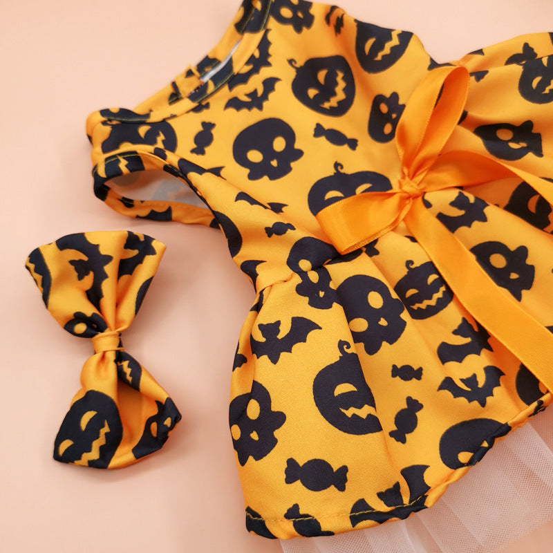 Halloween Pumpkin Pet Gauze Dress