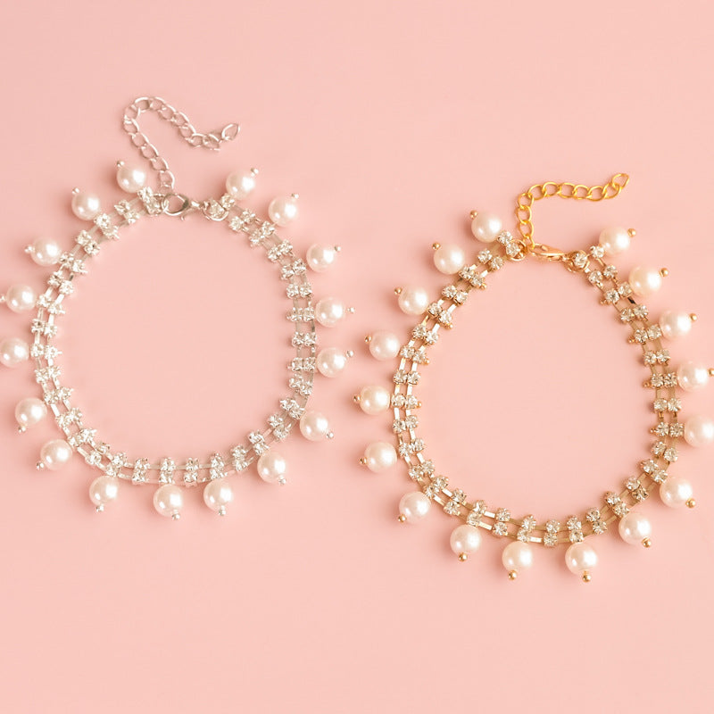 Faux Pearl & Rhinestone Necklace