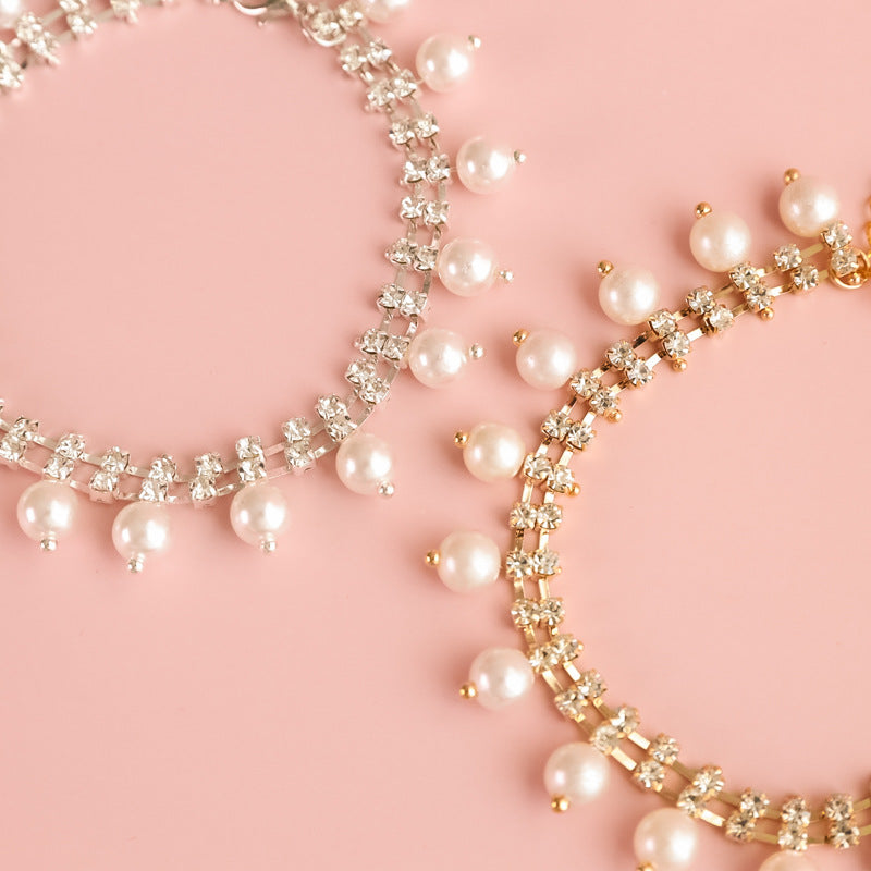 Faux Pearl & Rhinestone Necklace