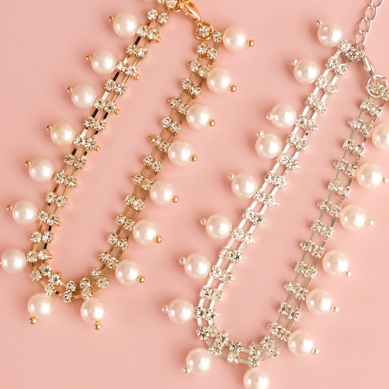 Faux Pearl & Rhinestone Necklace