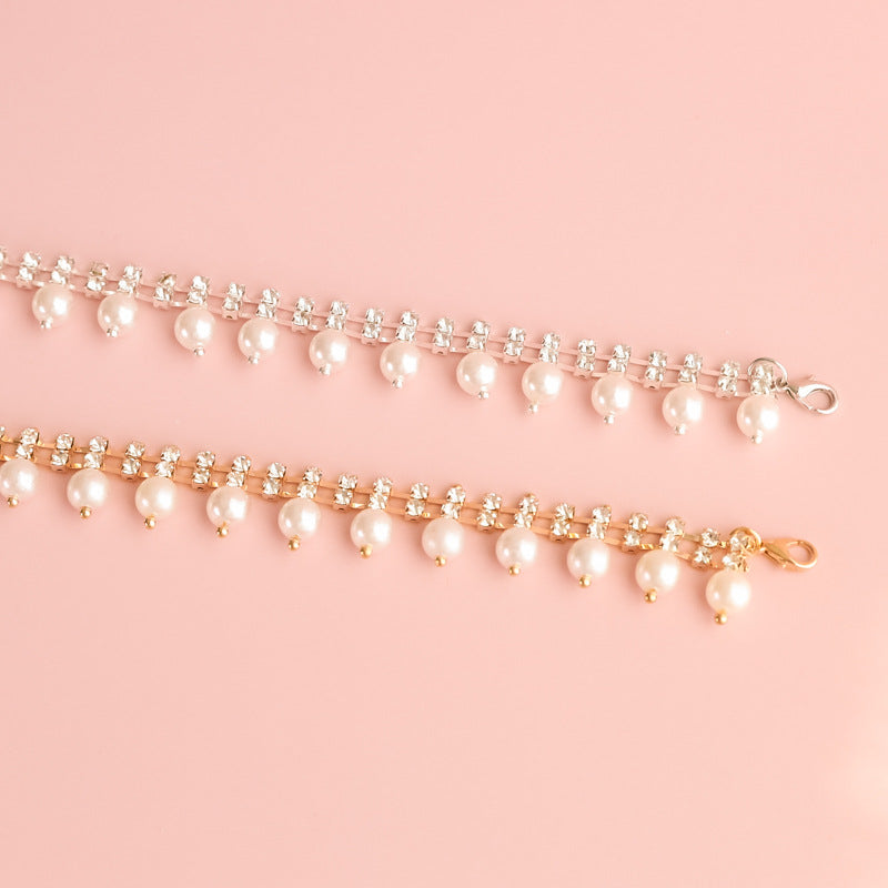 Faux Pearl & Rhinestone Necklace
