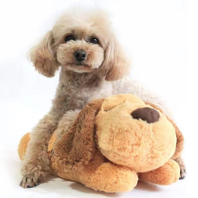 Soothing Simulated Heartbeat Pet Interactive Plush Toy