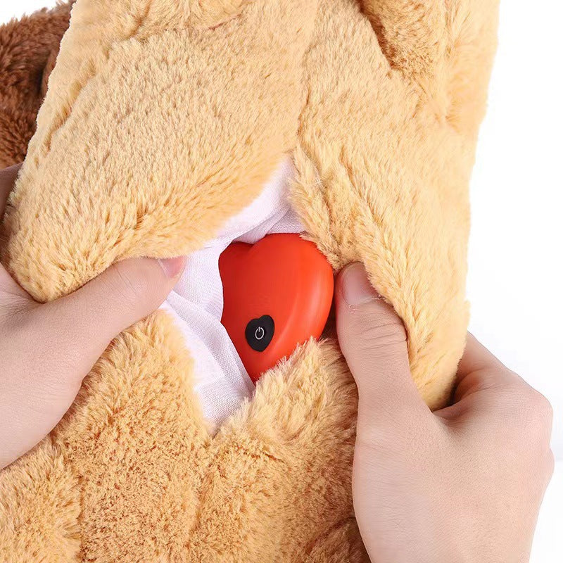 Soothing Simulated Heartbeat Pet Interactive Plush Toy