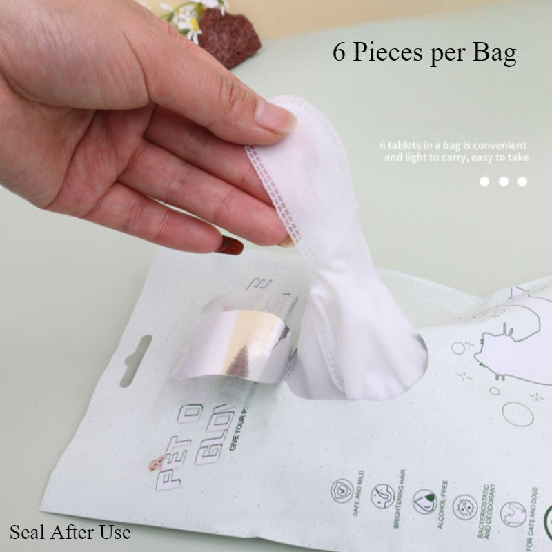 Pet Bath Wipes - 6 Wet Wipes