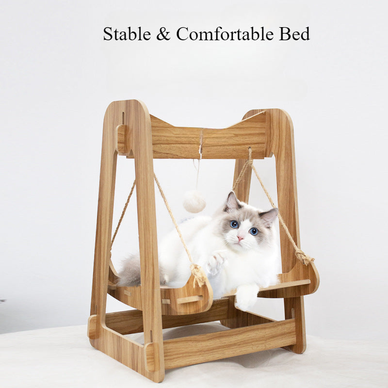 Solid Wood Cat Rocking Chair