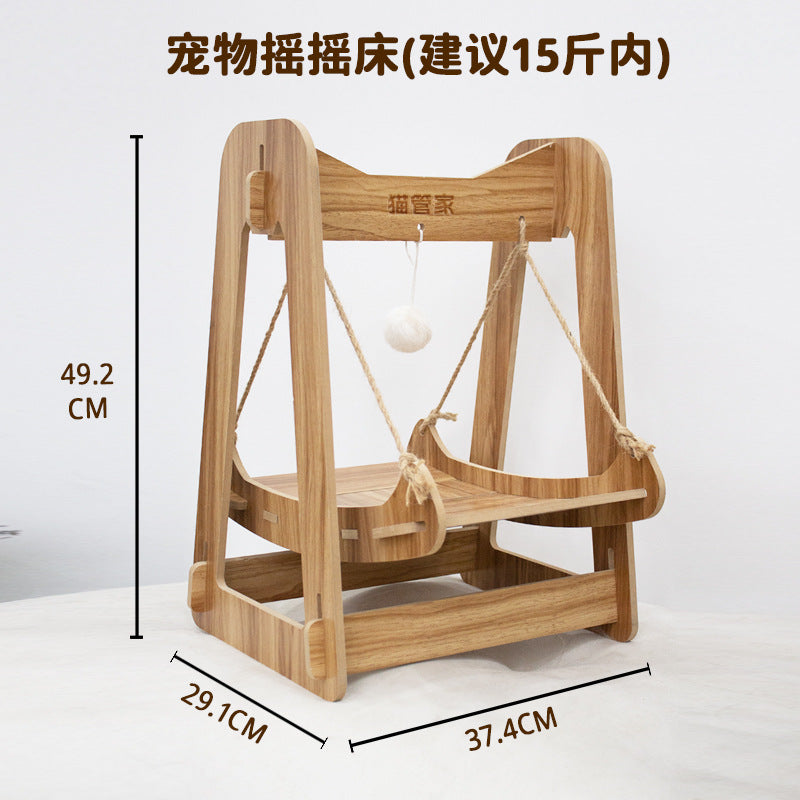 Solid Wood Cat Rocking Chair