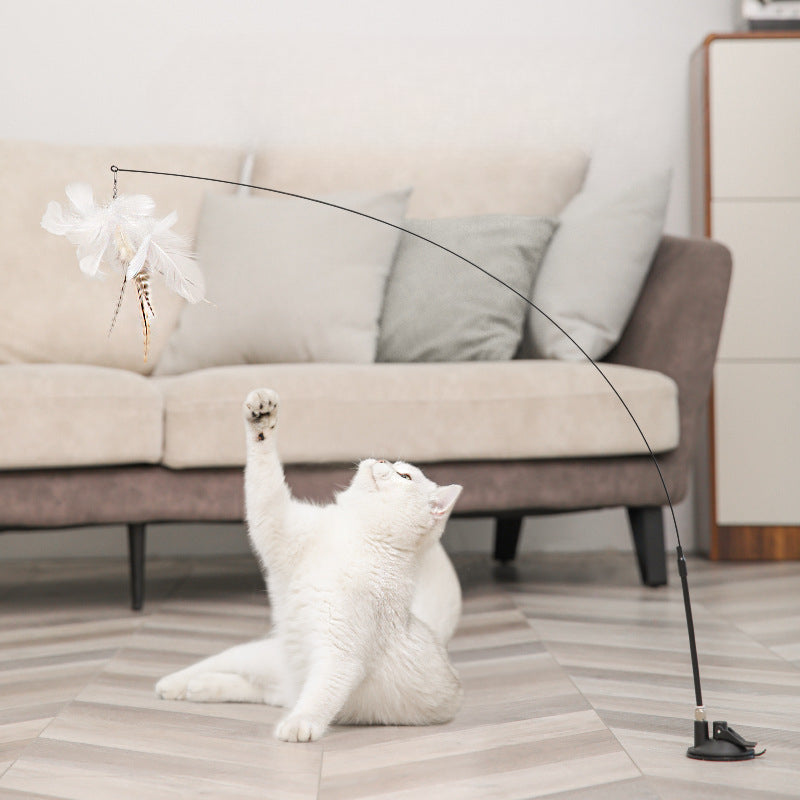 Interactive Steel Wire Feather Bell Cat Stick