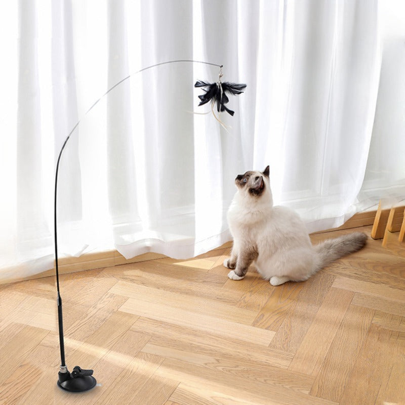 Interactive Steel Wire Feather Bell Cat Stick