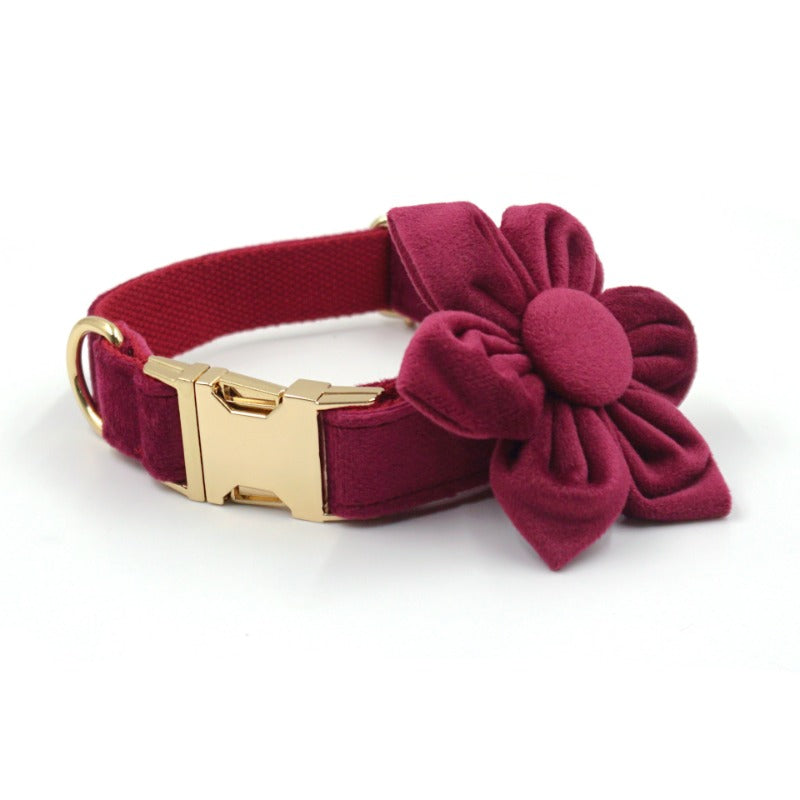 Burgundy Velvet Pet Collar