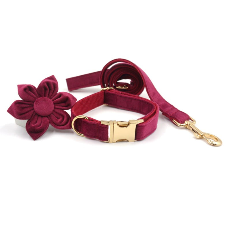 Burgundy Velvet Pet Collar