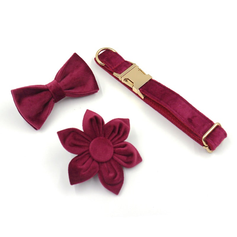 Burgundy Velvet Pet Collar