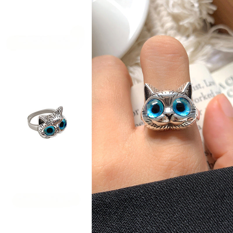 Sterling Silver Cat Motif Ring