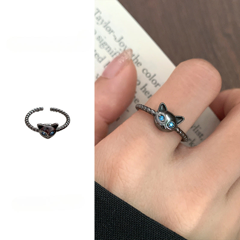Sterling Silver Cat Motif Ring