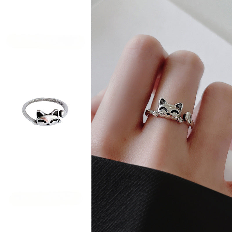 Sterling Silver Cat Motif Ring