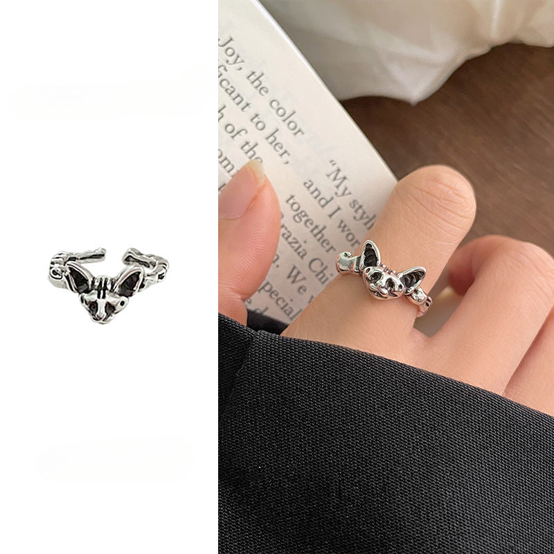 Sterling Silver Cat Motif Ring