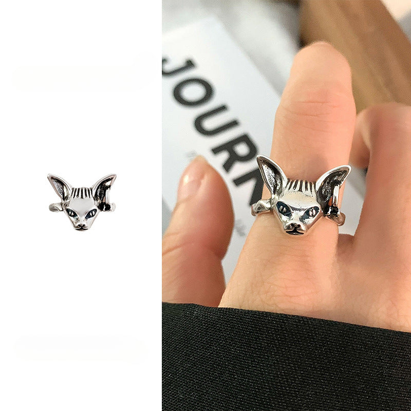 Sterling Silver Cat Motif Ring