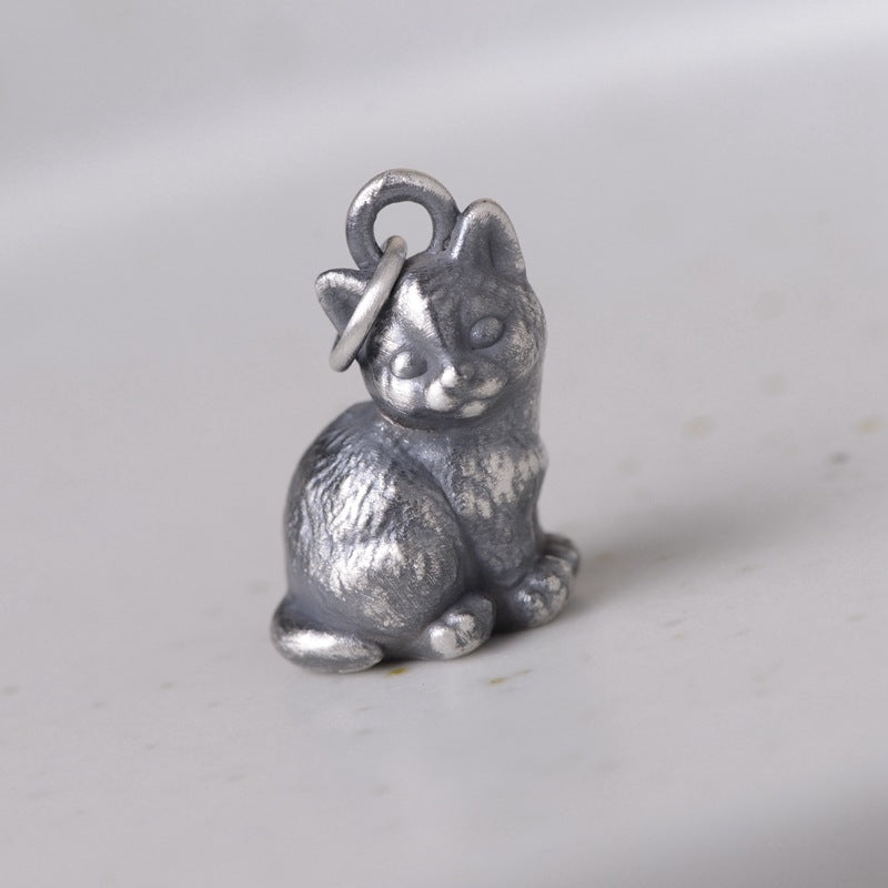 Pure Silver Cute Kitten Pandent