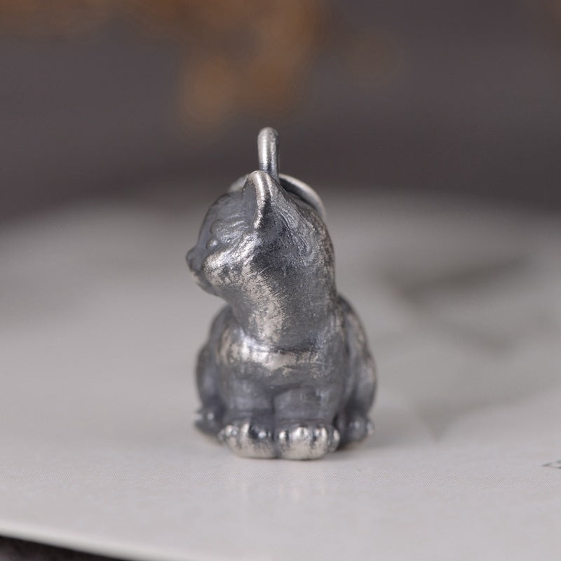 Pure Silver Cute Kitten Pandent