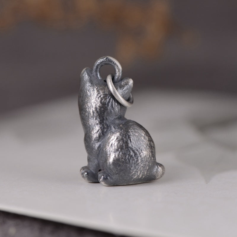 Pure Silver Cute Kitten Pandent