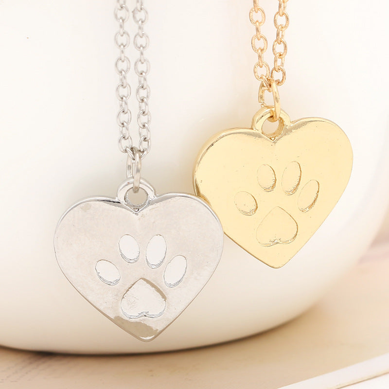 Simple Love Dog Paw Versatile Alloy Necklace