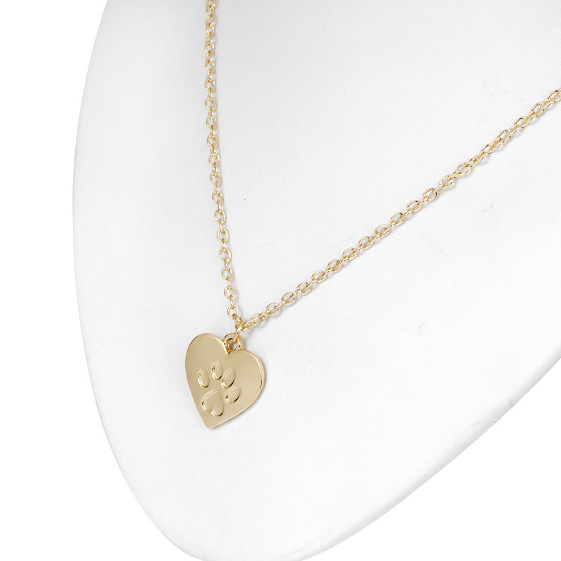 Simple Love Dog Paw Versatile Alloy Necklace