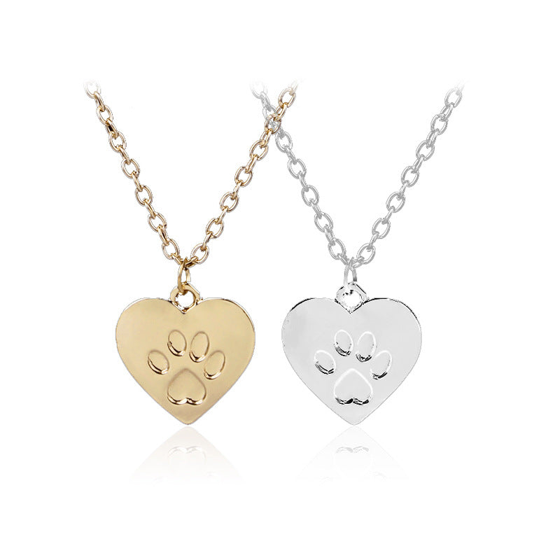 Simple Love Dog Paw Versatile Alloy Necklace