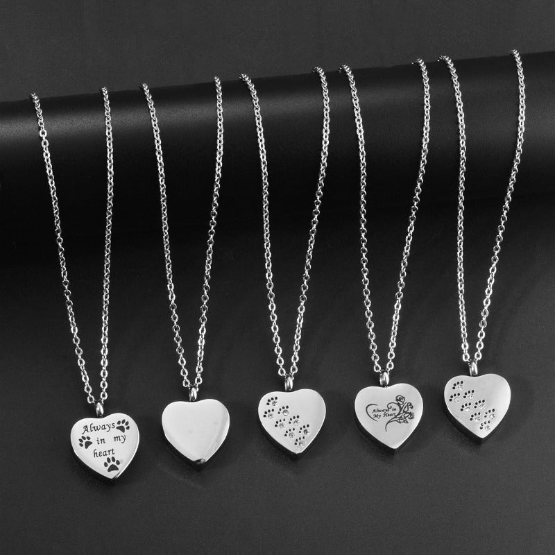 Stainless Steel Heart-Shaped Openable Urn Necklace