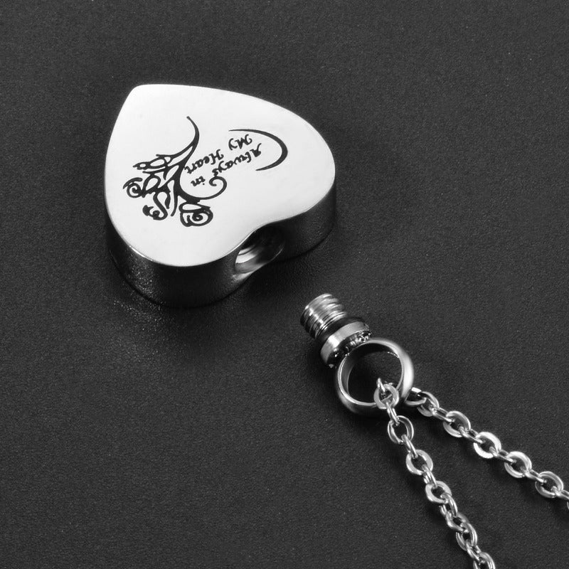 Stainless Steel Heart-Shaped Openable Urn Necklace
