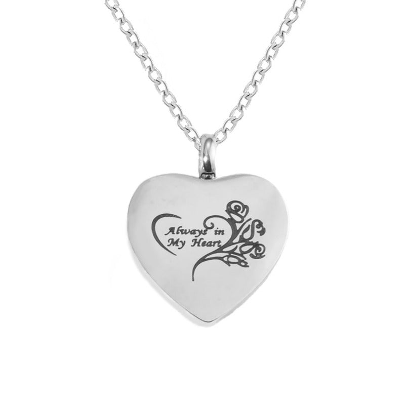 Stainless Steel Heart-Shaped Openable Urn Necklace