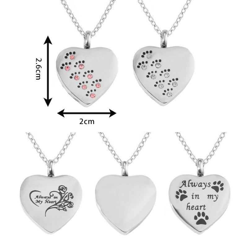Stainless Steel Heart-Shaped Openable Urn Necklace