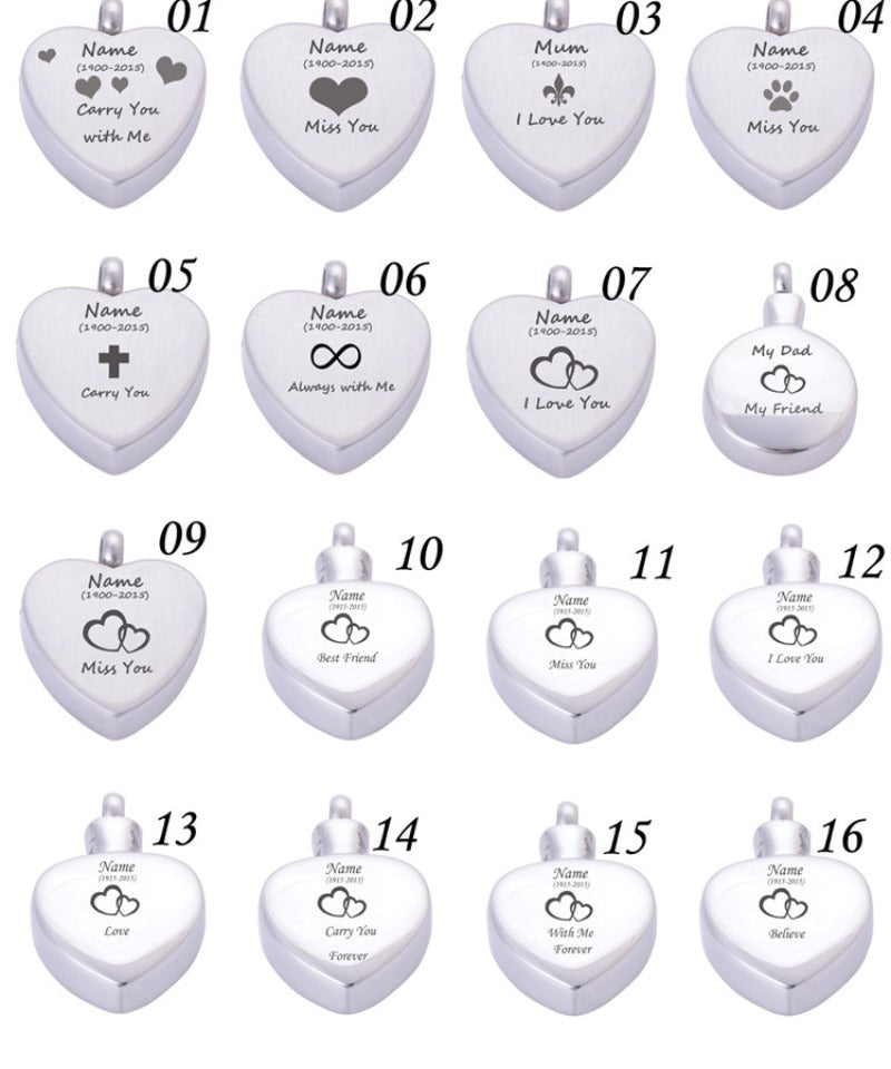 Stainless Steel Heart-Shaped Openable Urn Necklace