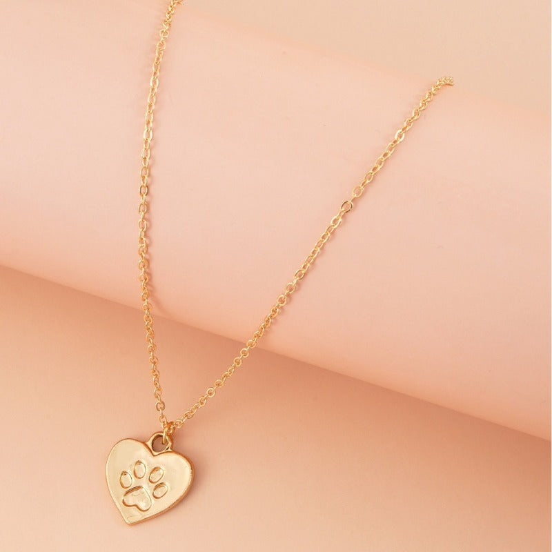Pet Paw Print Love Necklace