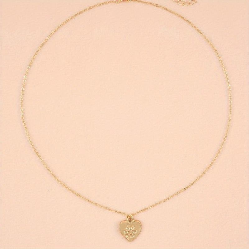 Pet Paw Print Love Necklace