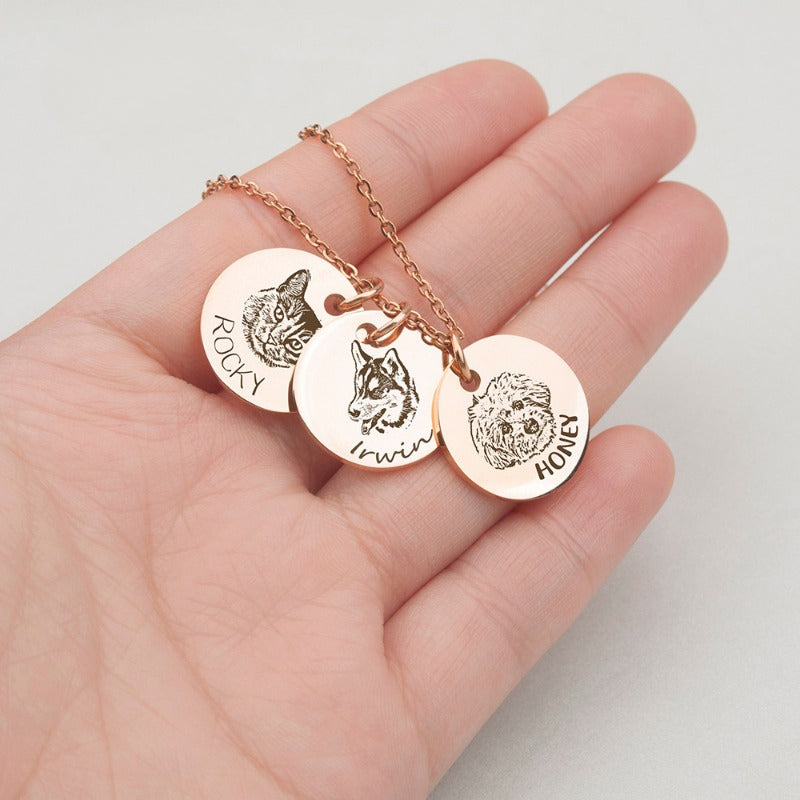 Custom Pet Avatar Sketch Necklace
