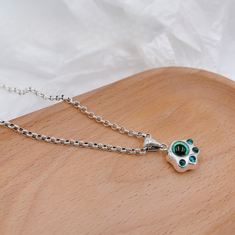 925 Silver Super Cute Cat Print Pendant