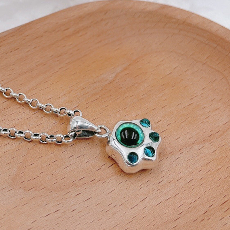 925 Silver Super Cute Cat Print Pendant