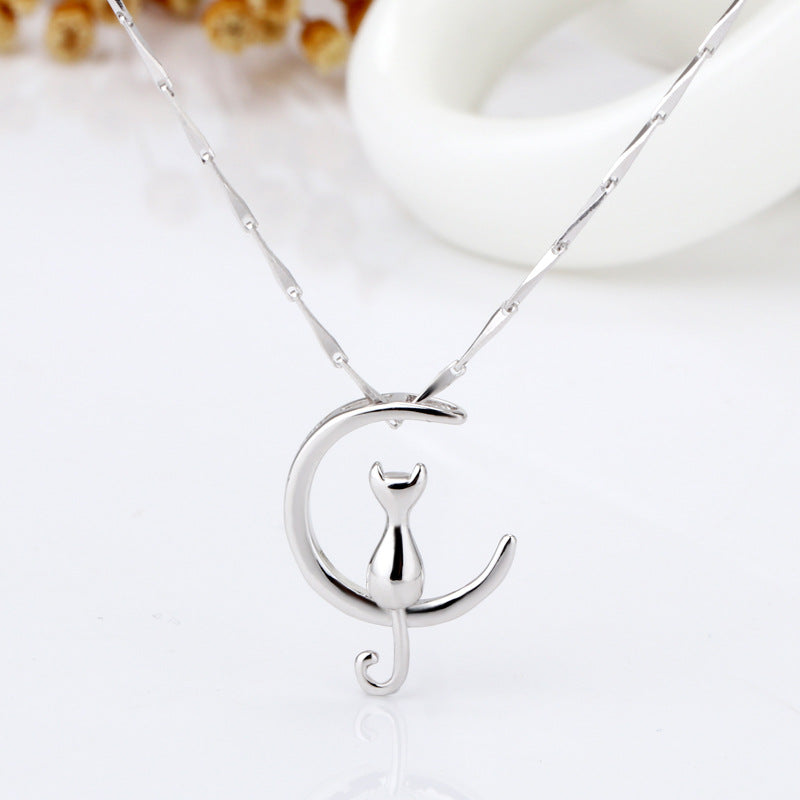 Silver Plated with Platium Swing Kitten Pendant