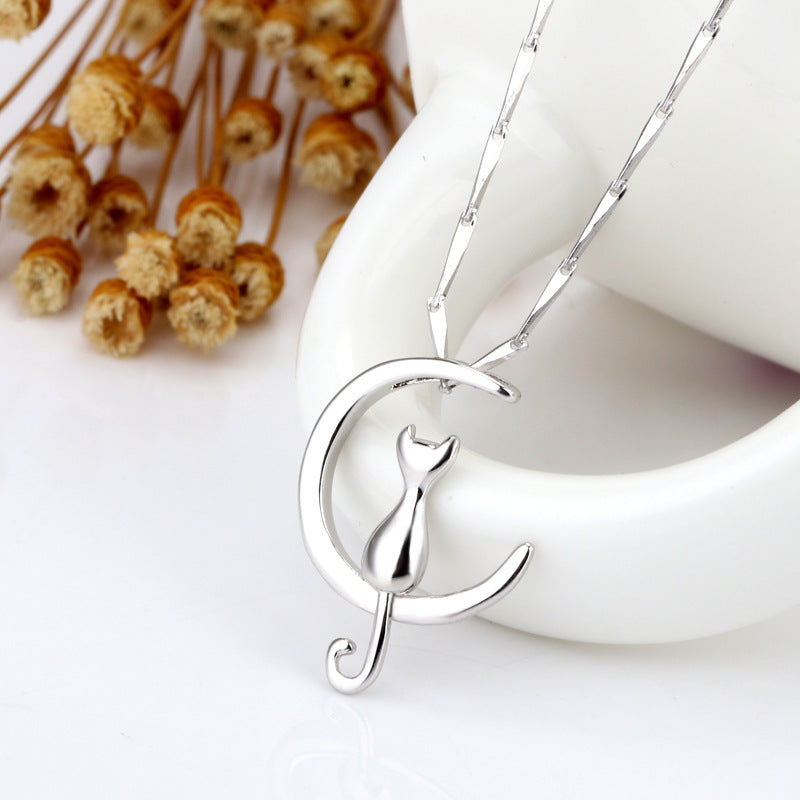 Silver Plated with Platium Swing Kitten Pendant