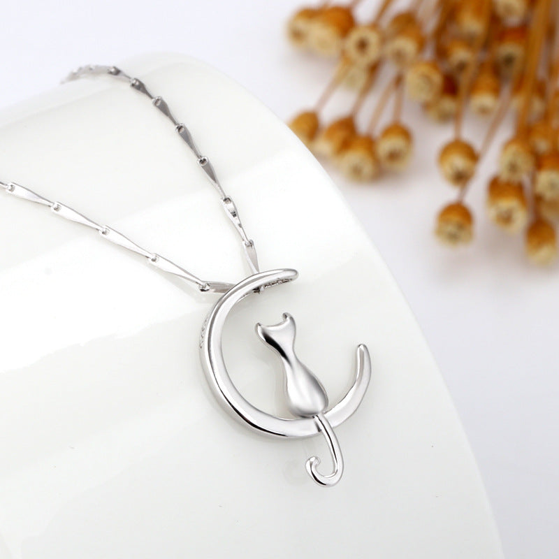 Silver Plated with Platium Swing Kitten Pendant