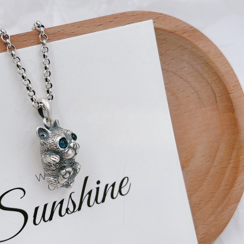 S925 Silver & Gemstone Cute Bulldog Pendant