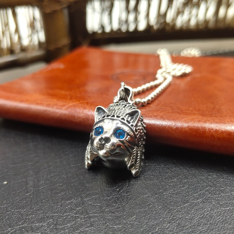 S925 Sterling Silver Muppet Cat Necklace
