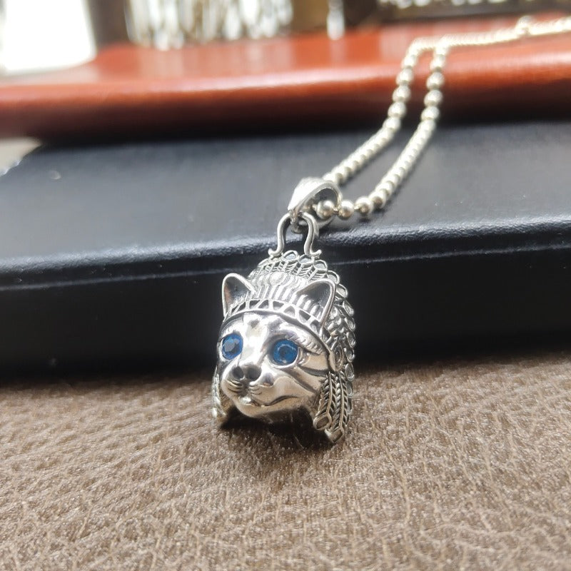 S925 Sterling Silver Muppet Cat Necklace